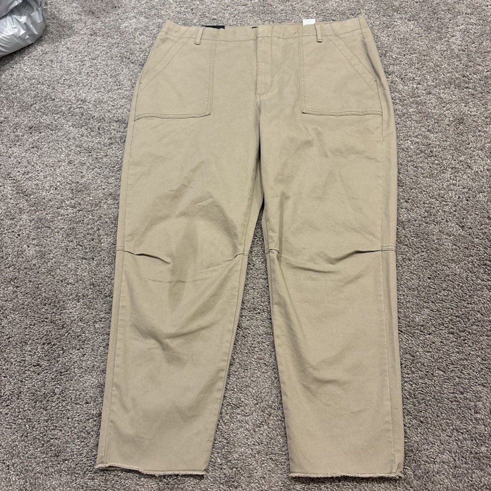 Banana Republic Womens Chino Pants Plus 18 Beige Girlfriend Fit Mid Rise NEW